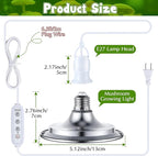 Meonum Mushroom Grow Light with 3/6/9 Hour Timer, 360° LED Hanging Grow Lights Bulb for Mushroom with 6.5ft Extension Cord, 6000K Blue&5000K White Lamp for Indoor Plants Growing Kit Supplies (1 Pack)