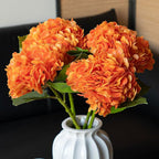 DUYONE 3PCS 22 inch Realistic Artificial Hydrangea Large Flowers Artificial Flowers Dry Flowers Outdoor Wedding Christmas Office Family Party Living Room Table Decoration (Orange)