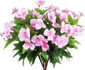 CITYES 4 Pcs Artificial Flowers Outdoor Impatiens UV Resistant Silk Impatiens Flowers Pink Faux Flowers Impatiens Bushes Artificial Impatiens for Pot Patio Lawn Garden Hanging Basket Porch Decor