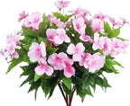 CITYES 4 Pcs Artificial Flowers Outdoor Impatiens UV Resistant Silk Impatiens Flowers Pink Faux Flowers Impatiens Bushes Artificial Impatiens for Pot Patio Lawn Garden Hanging Basket Porch Decor