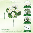 26Pcs Geranium Artificial Flowers for Outdoors Decoration Geranium Silk Flowers Outsides UV Resistant Garden Plants Faux Flower for Front Door Garden Porch Planter Patio Balcony Yard Indoor (White)