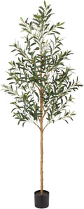 FLOWORLD 6FT Olive Trees Artificial Indoor, Tall Fake Olive Tree (72in) with Realistic Leaves and Olives, Sturdy Weighted Base,Large Faux Plants for Home Office, Living Room, Outdoor