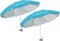 AMMSUN XL Chair Umbrella with Universal Clamp Adjustable 47 inches and 360-degree Swivel UPF 50+, Portable Clamp on Camping or Beach Chair, Stroller, Wheelchair, Golf cart, Bright Blue, 2 PACK