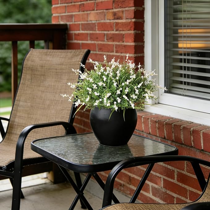 Outdoor Faux Plants UV Resistant - 12 Bouquets Realistic Artificial Monkey Grass Greenery for Patio Garden Front Porch Decor Weatherproof Fake Plants for Outside