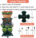 GameXcel Vertical Planter Tower - 5 Tier Stackable Garden Planters with Wheels and Tools Plant Pots for Strawberry Herb Flower and Vegetable Indoor Outdoor Use Green