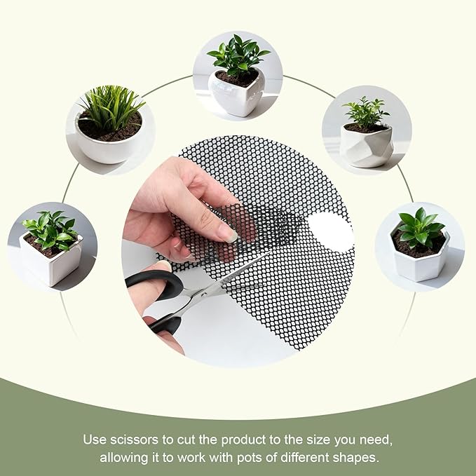 EEEKit 6 PCS Plant Pot Grids, 11.8 Inch, 15.7 Inch Indoor Potted Plant Protectors, Cuttable Plant Pot Soil Covers for Indoor and Outdoor Plants