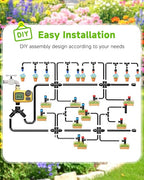 246FT Drip Irrigation System with LCD Timer, Automatic Watering System Kits,1/2 Inch Hose 1/4 Inch Distribution Tubing 3 Sprayer Types, for Garden, Greenhouse, Garden, Lawn