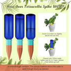 SiliFine 6 Sets Plant Watering Devices Include Terracotta Self Watering Spikes and 26 oz Plastic Bottles, Slow Release Vacation Insert Automatic Plant Waterer Device (Blue and Mixed Color)