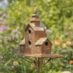 Zaer Ltd. Large Copper Colored Multi-Birdhouse Stakes, Room for 5 Bird Families in Each (XL Country Town Home Montana)