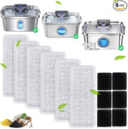 Replacement Dog Water Fountain Filters 6 Packs, Suitable for Stainless Steel Dog Water Fountain Models: PF-SS-01/PF-SS-02/PF-SS-03/PF-SS-04, Multi-Layer Filtration, 6 Filters & 6 Pump Sponges