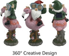 iStatue Solar Flamingo Gnome Garden Statue with Blinking LED Goggles, Funny Solar Garden Decor Outdoor Lawn Ornament Unique Birthday Gifts for Mom Women Dad Men (Multicolor)