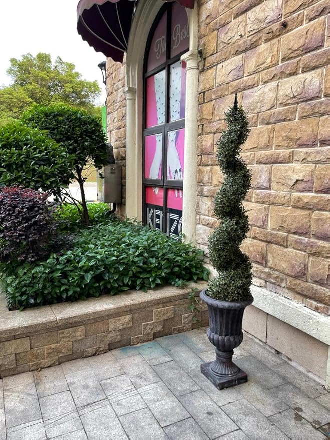 48'' Spiral Artificial Topiaries Trees Outdoor Front Door Decor Set of 2
