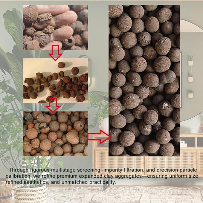 Rurtsva Natural Organic Clay Pebbles, 5LBS 8mm-18mm Expanded Leca Balls Plant Garden Soil, Grow Media for Hydroponics, Decoration, Aquaponics, Gardening Essentials