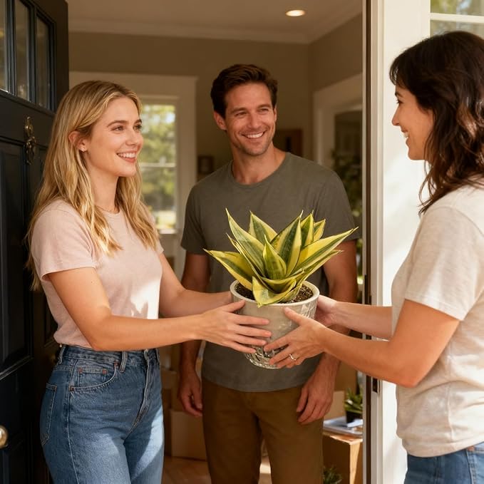 Sprout N Green Live Snake Plant with Self-Watering Pot, Sansevieria 'Golden Hahnii' for Home Office Indoor Outdoor Decoration DIY Projects Party Favor