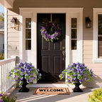 Faux Bougainvillea Artificial Flowers Plants for Outdoor Spring Summer Decoration, 2 Pcs Fake Silk Flower Outside UV Resistant Realistic Long Trailing Vines for Home Porch Patio Balcony Yard(Purple)