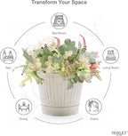 Hosley Metal Planters 7" Dia x 6" H Ideal Farmhouse Decor for Floral Arrangements Weddings, Gift Special Events Parties Outdoor Planters White wash