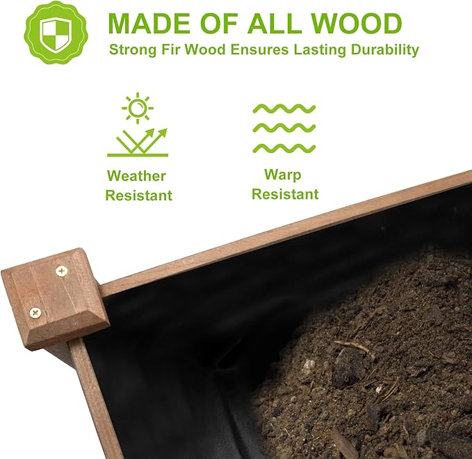 ketive Raised Garden Bed Without Legs 8x2Ft ft Large Elevated Wood Planter Box for Vegetables, Flowers, Herbs, and Succulents（Brown）