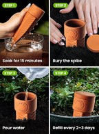 8pc Olla Watering Spikes For Plant Watering With Lids - Automatic Terracotta Self Watering Spikes For Indoor Plants & Outdoor - Terracotta Watering Spikes For 8" Pots Or Larger Water Plants While Away