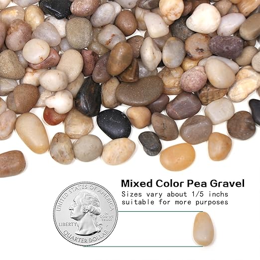 Calofulston 5lb Drainage Rocks for Potted Plants, 1/5 Inch Small Pebbles for Plants, Aquarium, Fish Tank, Terrarium, Succulent, Vases, Crafts, Cactus, Decorative Pea Gravel for Plants, Mixed Color
