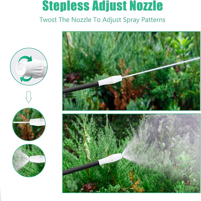 Electric Spray Bottle 0.5 Gallon with Flexible Wand, Watering Spray Wand Rechargeable Portable Garden Sprayer with 2M Hose Multi-Purpose Plant Mister 2L Sprayer for Plant Watering Car Washing