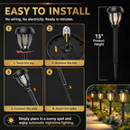 DERAYSION 12 Pack Solar Lights Outdoor, Solar Pathway Lights Auto On/Off Waterproof Garden Landscape Lighting for Path, Yard, Walkway, Driveway Decor