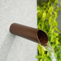 1.2 Inch 316 Stainless Steel Round Waterfall Spout Scupper, Outdoor Spillway Water Fountain Landscape Decor for Pools, Ponds, Water Walls, Overall Length 8 Inch (Matt Brown)