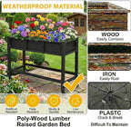 DWVO 47x18x31in Raised Garden Bed HDPE, Weather-Resistant Poly Wood Planter Box Stand, Planter Box with Legs & Lockable Wheels, Elevated Garden Bed for Backyard Patio Balcony - Black
