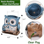 Saysmile Unique Owl Plant Pots Indoor, Cute Small Succulent Pots with Drainage Hole, Rocking Chair Planters for Outdoor Indoor Plants, Resin Flower Pot for String of Pearls, Gift Ideas for Mother