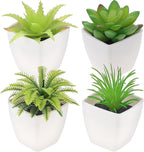 4 Pack Small Fake Plants Artificial Succulent Plants Assorted Fake Mini Succulents Plastic Plant Faux Potted Set for Home Decor Greenery Bathroom Shelf Room Indoor