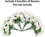 Ivydale Bougainvillea Artificial Flowers for Outdoors Spring Decor, 4 Bundles White Fake Outside Flowers Silk UV Resistant Realistic Faux Plants for Outdoor Planters Porch Patio Window Garden