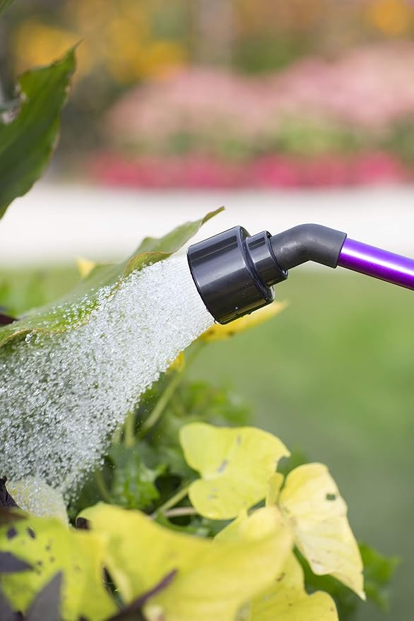 Dramm Rain Wand with One Touch Thumb Valve – Gentle Full Flow Shower Head Watering Wand for Garden Hose, Aluminum Construction – 16 Inch – Berry