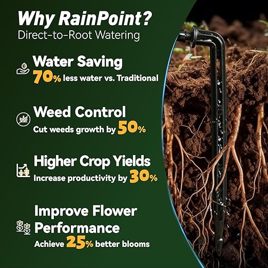 RAINPOINT Easy-Setup Solar,Rechargeable,USB-C Powered Automatic Drip Irrigation Kit System for Garden Outdoor/Indoor,Plant Waterer Device Balcony Patio Grow Tent Greenhouse Indoor Water 10-20 Plants