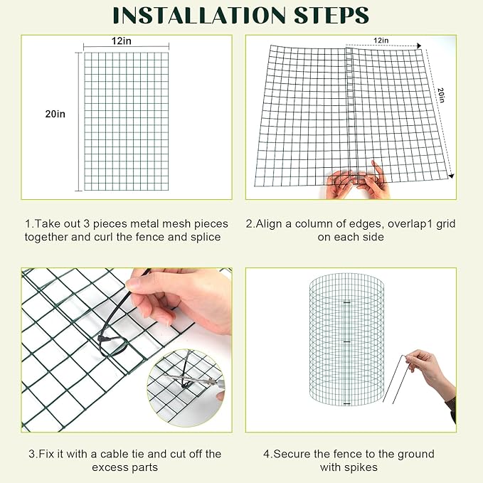 succulentlovers 10 Sets 20"x 12" Wire Plant Protector from Animals, Plant Protector Cages with Zip Ties & Stakes, Garden Plant Protectors Chicken Wire Plant Covers for Flower and Vegetables Protection