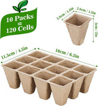 10 Packs Seedling Starter Trays 120 Cells, Biodegradable Seed Germination Trays Plant Starter Peat Pots for Seedlings