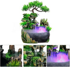 11-Inch Tabletop LED Waterfall Fountain with Atomizer – Quiet Resin Rockery Mist Humidifier for Bedroom, Office, Meditation or Gift Décor