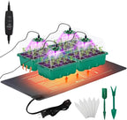Seed Starter Tray with Grow Light & Heat Mat- 4 Pack 48 Cell Durable Easy Use Seed Starter Kit for Beginners, Thriving Seedling Germination Kit with Humidity Domes for Indoor Plant Growing Propagation