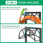 TomCare Garden Hose Holder Heavy Duty Water Hose Holder Holds 160 FT Hoses Freestanding Hose Reel Outdoor Hoses Storage Hanger for Outside Yard