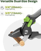 Gardening Scissors, Sharp Plant Trimming Scissors for Precise Cuts, Stainless Steel Pruning Shears Bonsai Clippers, 8.5" Bypass Garden Clippers and 6.5" Curved Garden Shears 2 Pack