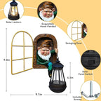 Garden Gnomes Statues with Solar Lantern Christmas Decorations, Outdoor Tree Hugger Gnome Decor Statue, Tree Face Figurines for Fence Wall Yard Home Birthday Gifts for Mum, Women