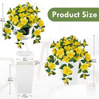 Briful 27.5" Artificial Hibiscus Plant in Tall White Planter, Large Faux Tropical Flower Arrangement for Front Door Porch Patio Balcony Outdoor Indoor Decor, UV Resistant Fake Yellow Hibiscus Tree