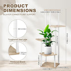 5 Tier Plant Stand Indoor, Thickened Metal Wood Corner Plant Shelf Stands for Multiple Plants, Indoor Tall Plants Stand Tiered Flower Holder for Living Room Patio Garden Balcony(White+Oak)