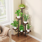 Homsorout Corner Plant Stand with Grow Light - 6 Tier Plant Stand Indoor Round Metal Plant Shelf with Adjustable Light, Plant Organizer for Living Room, Graden, Home Decor (Brown)