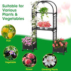 Planter Box with Trellis,5.9ft/71in Self Watering Raised Garden Bed with Wheels and Storage Shelf,Drainage Holes,for Flower Rattan Vines Plant Climbing Tomato Vegetable Indoor Outdoor Garden Patio