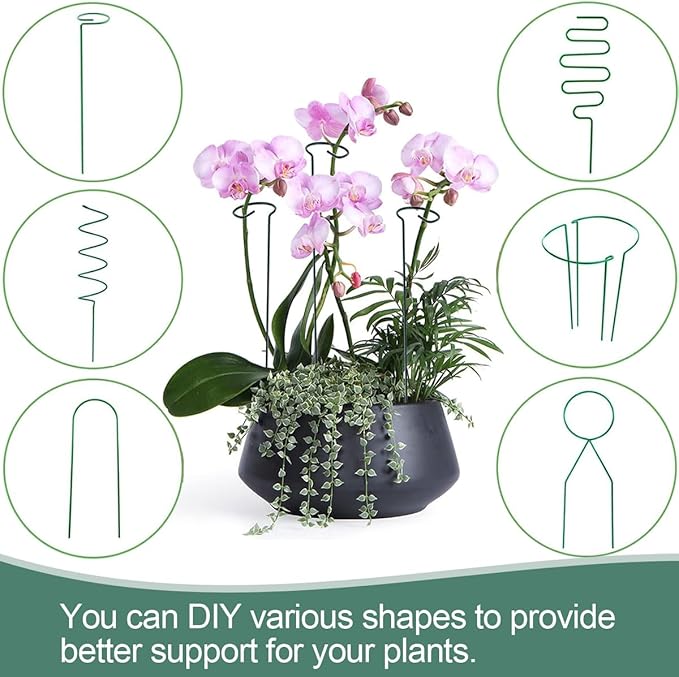 22Pcs Plant Stakes with 22 Pcs Clips, 15.8 inches Bendable Green Plant Sticks for Indoor and Outdoor Plants,Potted Plants,Single Stem Flower Support for Orchid Peony Rose (22, Green)