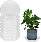 8 Pack 14 Inch Round Plant Saucers for Less 12 Inch Pot Indoors Outdoors Plant Trays for Pots Planter Saucer Plastic Drip Tray Planter Water Tray (Clear, 14"(8pcs))