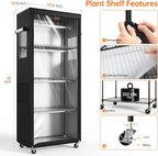Bstrip Indoor Greenhouse with Grow Light, 4 Tier Plant Shelf with Oxford Fabric Grow Tent & Timer for Indoor Plant , Mini Greenhouse for Spring Seed Starting, Vegetables, Plant Growth, 23.6"x13.8"x59"