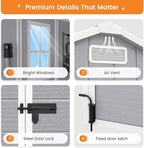 UDPATIO Storage Shed 8 x 8 FT, Resin Outdoor Outside Shed Clearance Sheds with Floor Included Plastic Solitude Cottage Shed She Sheds Buildings Garden Tool Shed with Lockable Door Garbage Gray White