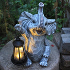 Garden Statues Elephant Solar Figurine Decor Outdoor Waterproof Lights, Yard Decorations, Garden Decor Unique Birthday Housewarming Gifts for Mom (Elephant 2)