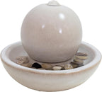 Sunnydaze Tabletop Ceramic Tabletop Fountain with Orb - Relaxing Indoor Fountain for Meditation - for Office, Bedroom, or Living Room - White