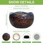 Ceramic Planter 10 Inch - Ceramic Plant Pots for Indoor Outdoor, Decorative Flower Pot with Drainage Hole and Plug, Round Unique Pots for Plants, Room Balcony Decor, Garden Gifts, Brown-blue